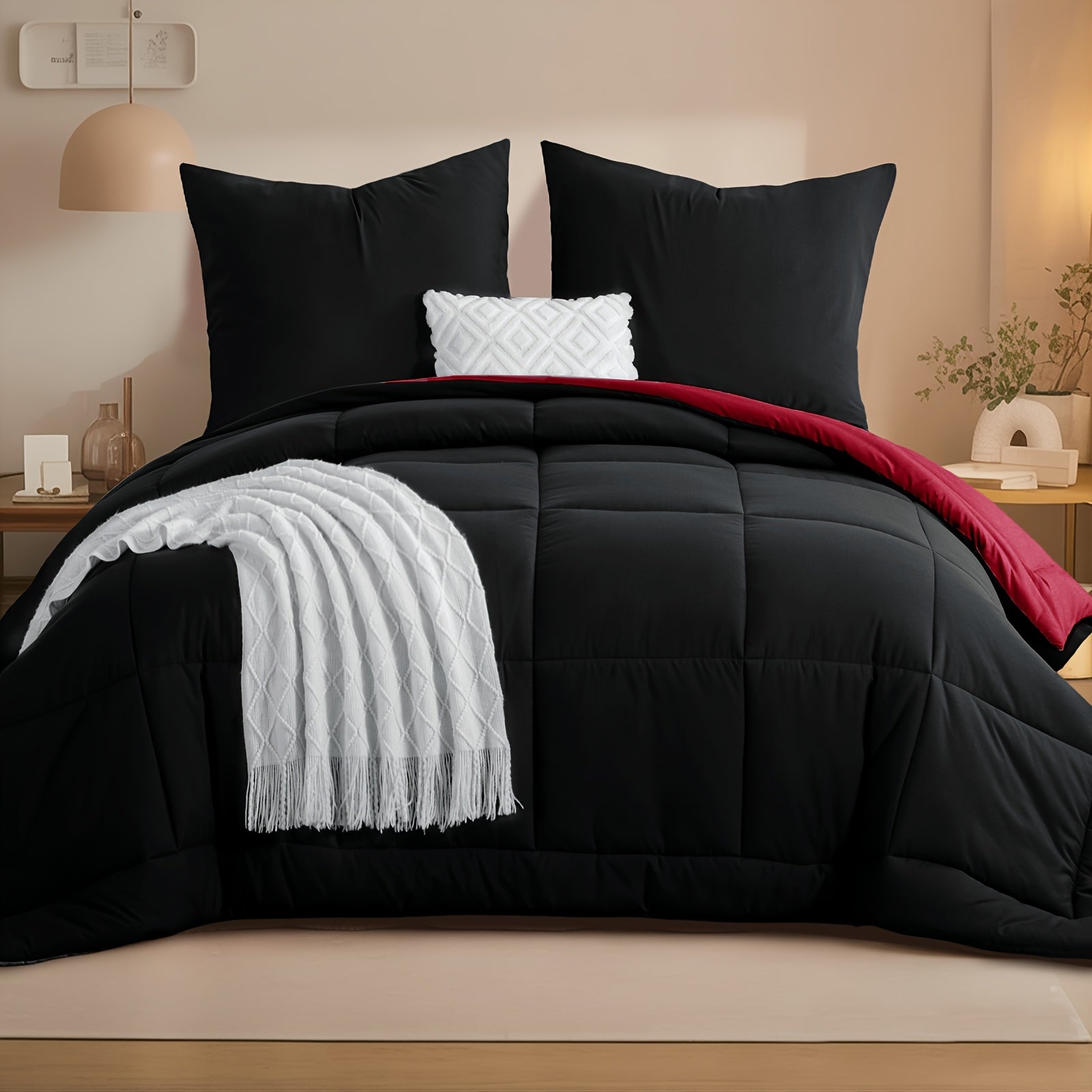 Juego de edredón de 2/3 piezas, edredón cómodo y ligero, edredón reversible con fundas de almohada de 80X80, relleno de 300GSM, suave y transpirable, adecuado para todas las estaciones, regalo de Navidad para la familia