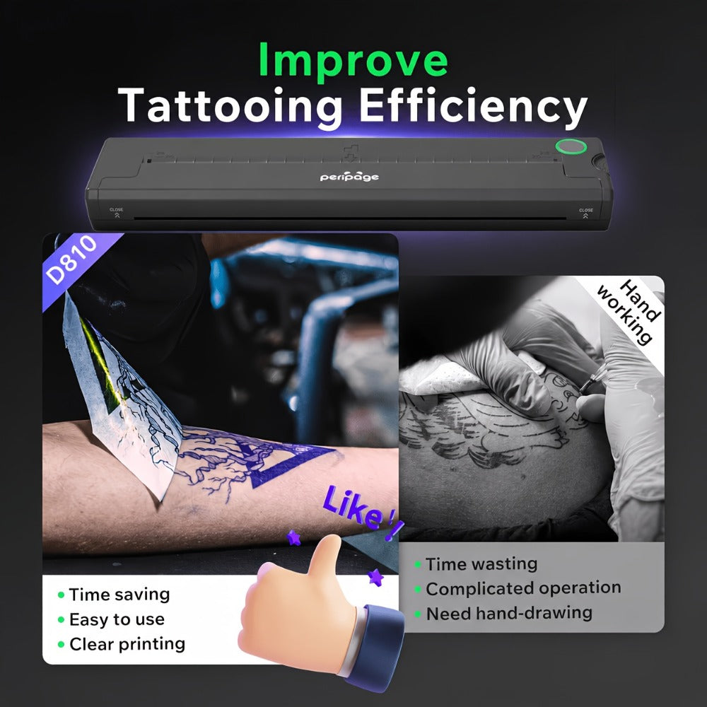 Impresora inalámbrica P90 de plantillas para tatuajes, máquina de tatuaje térmica con papel de plantillas, kit de impresora de tatuajes portátil compatible con teléfono, tableta y PC
