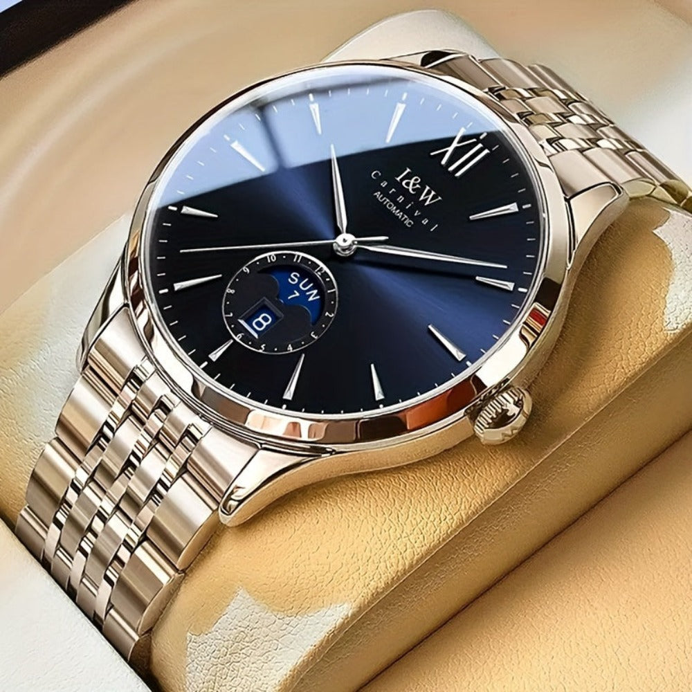 I&W Carnaval Marca de Alta Gama Reloj Mecánico para Hombre Acero Inoxidable Espejo de Sapo Reloj Deportivo de Moda para Hombre Regalos de Vacaciones, Sin Batería