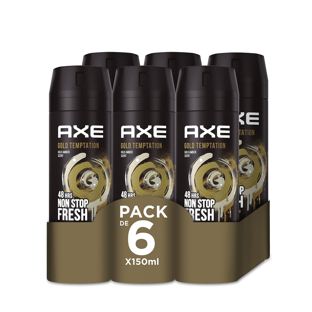 Axe Desodorante para Hombre Bodyspray Gold Temptation 150ml - Pack de 6