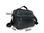 MEJORADA DL-71 Bolso de hombro de cuero genuino para hombre, bandolera horizontal de piel auténtica multibolsillo para hombre
