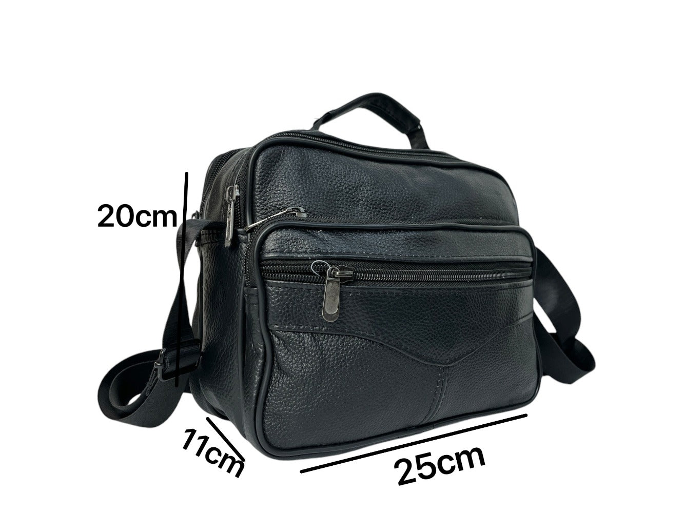 MEJORADA DL-71 Bolso de hombro de cuero genuino para hombre, bandolera horizontal de piel auténtica multibolsillo para hombre