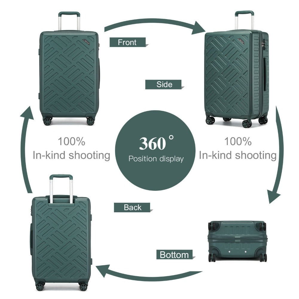 1pieza de 20/24/28 pulgadas Drak Green Sleek Geometric Pattern Hard Shell ABS+PC Maleta con cerradura TSA para viajes sin esfuerzo Regreso a la escuela Regalo de vacaciones