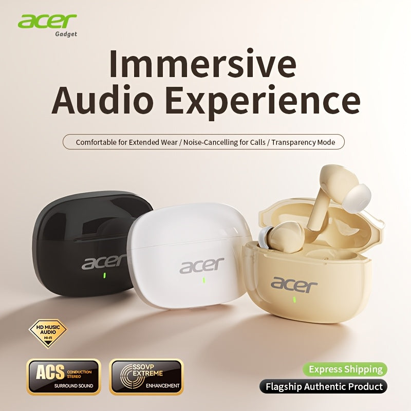 Auriculares Bluetooth | [Producto Oficial Acer] Auriculares Intrauditivos Inalámbricos TWS | Estéreo con Graves Profundos | Baja Latencia para