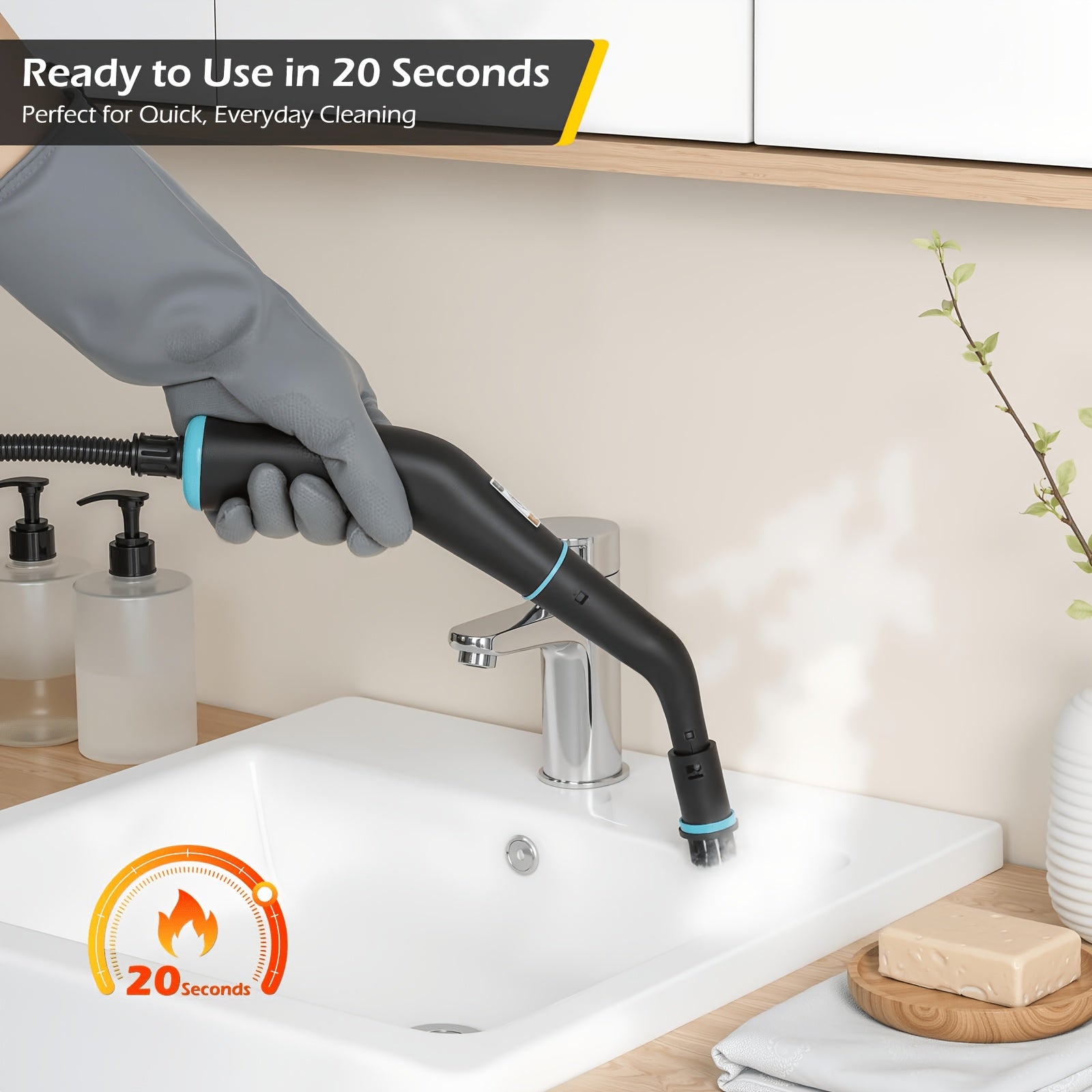 Limpiador de vapor de mano para el hogar, incluye múltiples cabezales de cepillo y 10 tipos de accesorios, depósito de agua de 1600 ml, el precalentamiento solo tarda 15 s, apto para el hogar, coche, cocina, baño, azulejos