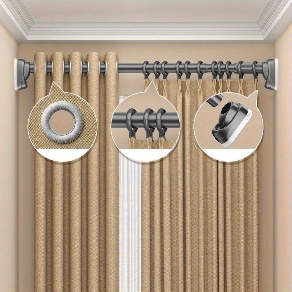Barra de Cortina de Ducha, Antideslizante, Sin Taladro, de Acero Inoxidable, Extensible Telescópica, Anticorrosiva y Antideslizante, Barra de Tensión, Opción de Montaje en Pared, Uso Versátil, Diseño Moderno y Elegante | Característica Antideslizante, Cor