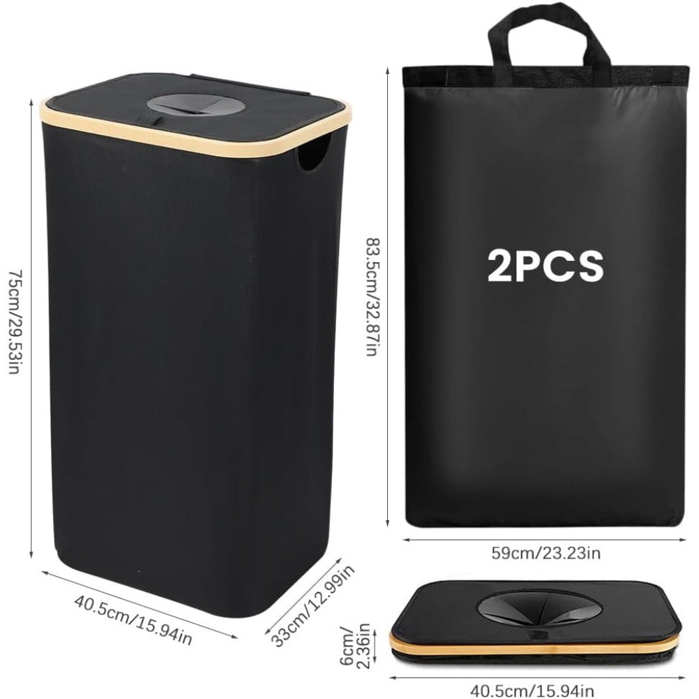 Recogedor de Botellas Plegable de Nylon Oxford 600D para Interior y Exterior, Cubo de Basura, Capacidad de 100L, Resistente al Desgarro y Lavable, Incluye Bolsas XXL, Puede Recoger Aproximadamente 35 Botellas, Ideal para Uso Doméstico, Almacenamiento en C