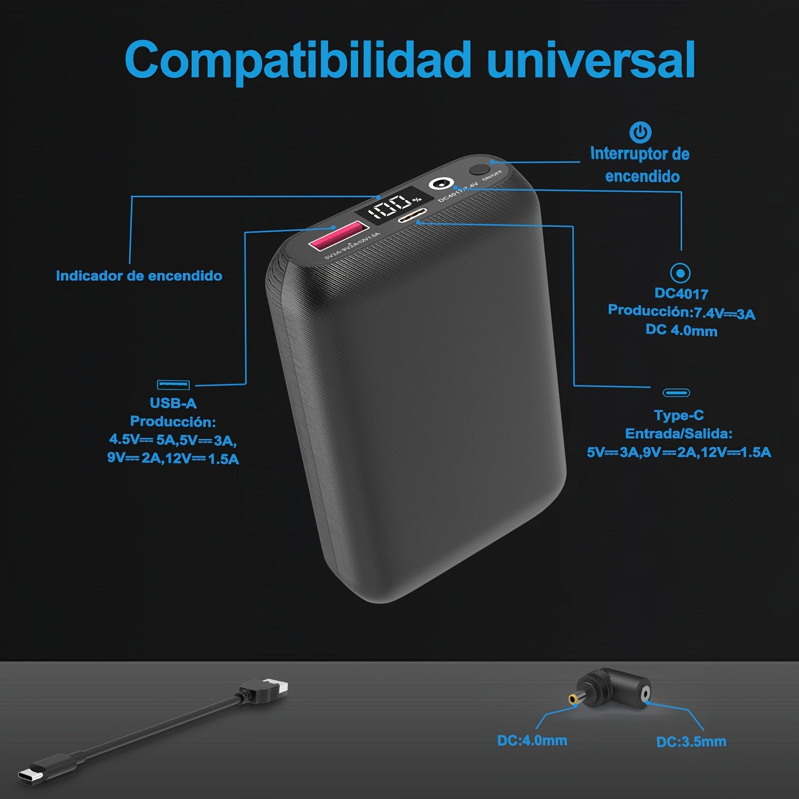 Power bank para carga durante viajes y uso diario | 16000mAh y 22.5W