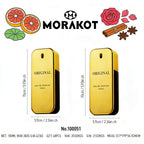 2 piezas Niche Eau De Parfum MORAKOT ORIGINAL para hombre con forma de ladrillo dorado (2×100ml/2×3.38 Fl Oz) | Empaque texturizado dorado | Pomelo, naranja sanguina + Canela de rosa + Cuero, madera blanca, rico e intenso | Larga duración | Regalo perfect