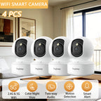 4 unidades de cámara inteligente WiFi 5g/2.4ghz, monitor de seguridad interior de alta definición, cámara de seguridad especial para el hogar, video de vigilancia panorámica 360°, visión nocturna, llamadas bidireccionales, almacenamiento en la nube