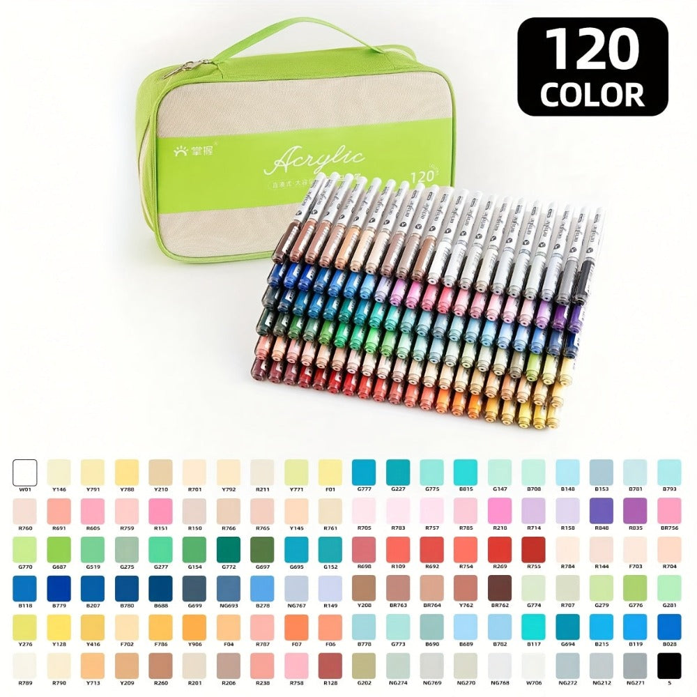 120 Colores Rotulador Acrílico, Doble Punta con Pincel y Fina para Madera, Lienzo, Roca, Vidrio, Cerámica, Manualidades DIY