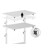 Mesa auxiliar con ruedas 60X40 cm Mesa para portátil Mesa Auxiliar de Altura Ajustable para Dormitorio Mesita de Noche Móvil Diseño Compacto que Ahorra Espacio