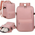La mochila está hecha de tela Oxford de alta calidad, con un compartimento de viaje de separación seca y húmeda, color sólido, mochila simple y de gran capacidad con compartimento independiente para zapatos, ideal para viajes, desplazamientos y escuela
