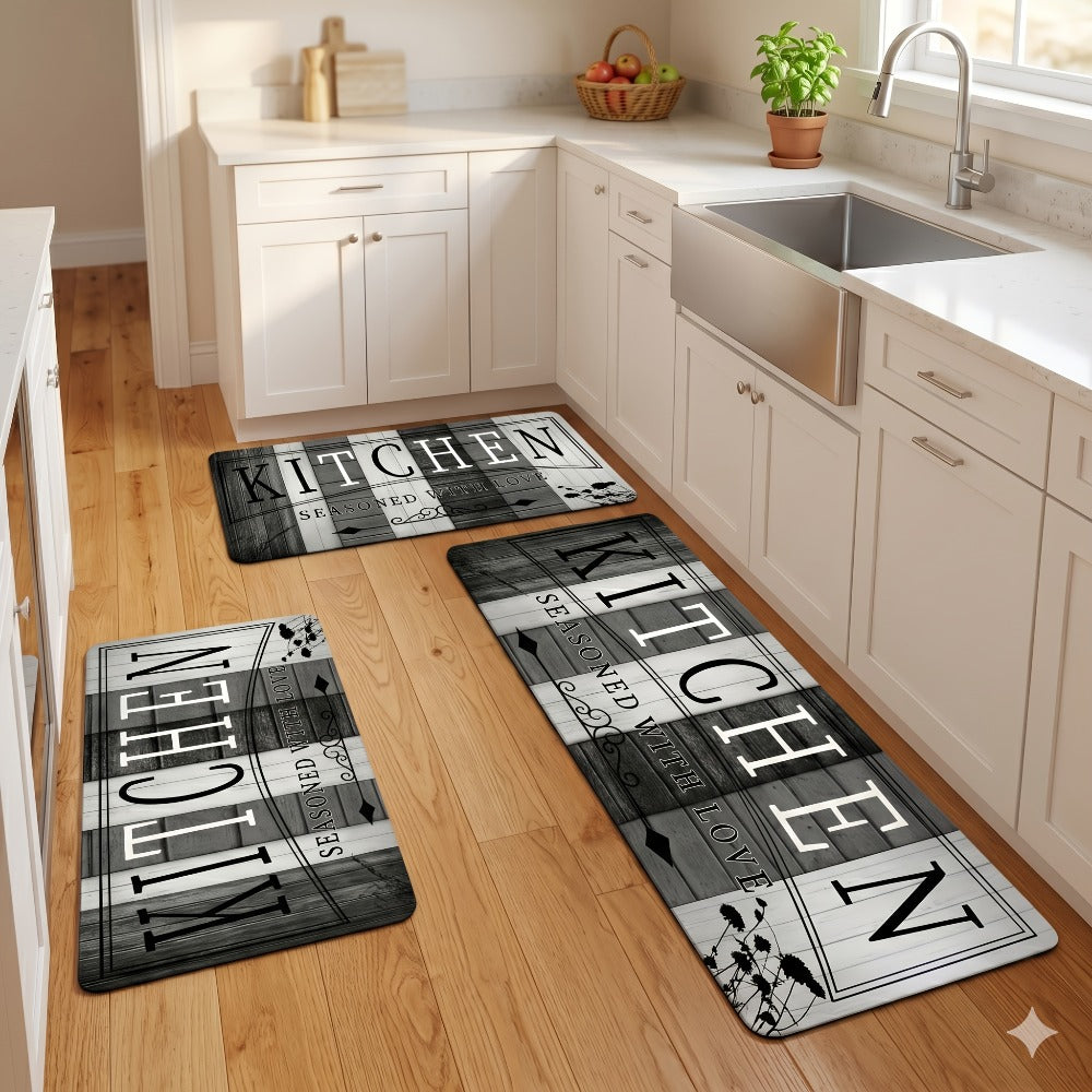1 alfombra de cocina antideslizante premium - Alfombra de piso de poliéster duradera para cocina - Alfombra de pasillo, baño y cocina lavable y fácil de limpiar, accesorios de cocina - Decoración del hogar