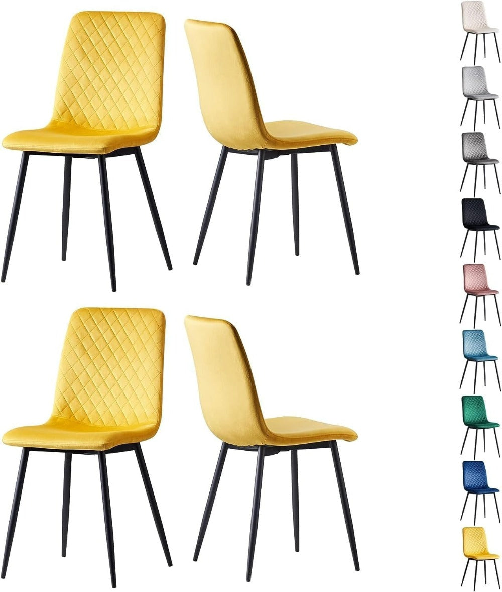 Sillas de comedor MCC Direct en conjunto de 4 piezas Hechas de terciopelo, patas de metal, sillas Lexi, sillas de diseño