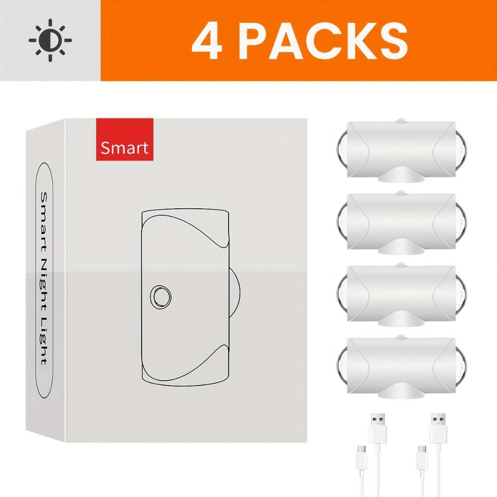 1pc O 2pcs O 4pcs Luz Nocturna con Sensor de Inducción RGB con Cable USB, Batería Grande de 1500Mah, Modo de Luz Constante e Inducción, Utilizada para Interiores, Cocina, Dormitorio, Escaleras, Etc.