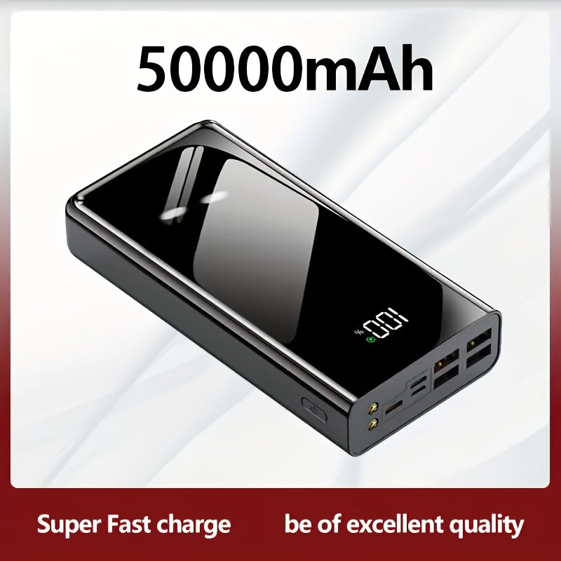 Batería externa | Banco de energía de 50000 mAh, 22,5 W de carga rápida, diseño de espejo de pantalla completa, banco de energía de gran