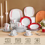 Juego de vajilla de porcelana de 18/30 piezas, servicio combinado, tazas, platillos, platos de postre, platos planos para sopa y platos llanos, servicio de café