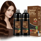 Champú tinte para el cabello 3 en 1 color castaño oscuro, 2 piezas, fórmula herbal natural que cubre el 100 % de las canas para mujeres y hombres, champú de color castaño oscuro de larga duración para teñir en minutos, champú instantáneo para canas de 16.