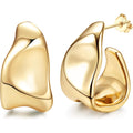 Pendientes gruesos dorados para mujer | Aro de aguja para la oreja de plata 925, chapado en oro de 14K, pendiente abrazadera abierta hipoalergénico en forma de lágrima, pendientes de declaración, elegantes y con estilo de MILACOLATO