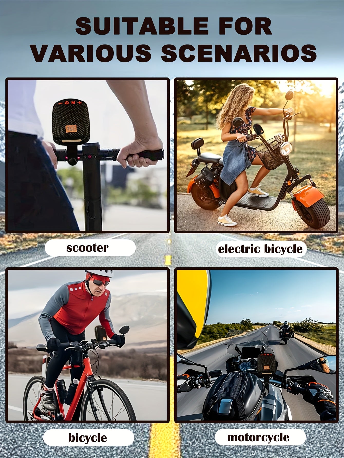 Altavoz Bluetooth | Altavoz sin varillas portátil para ciclismo al aire libre T&G TG392 | Altavoz para bicicleta y motocicleta | Alcance sin