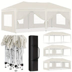 Toldo plegable de exterior de 1 pieza de 3 x 6 metros, toldo para exteriores, carpa de recepción portátil, cenador de metal, refugio, equipado con 6 paredes laterales y 4 ventanas, resistente al viento, protección UV, fácil de instalar, resistente y durad