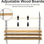Estante Flotante de Pared, Unidad de 3 Niveles, Estantes Flotantes Rústicos para Cocina, Almacenamiento de Pared Ajustable, Estanterías Montadas en Pared para Libros, Plantas, Madera y Metal, Estantes de Exhibición para Sala, Dormitorio, Cocina, Estantes