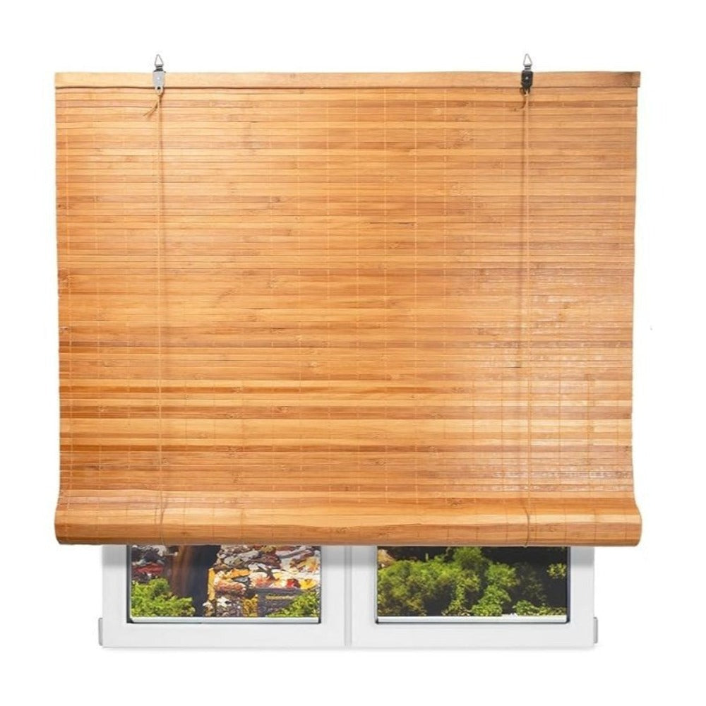 NQT Persiana Estor Enrollable de Bambú Natural, Protección Solar y Privacidad para Ventana