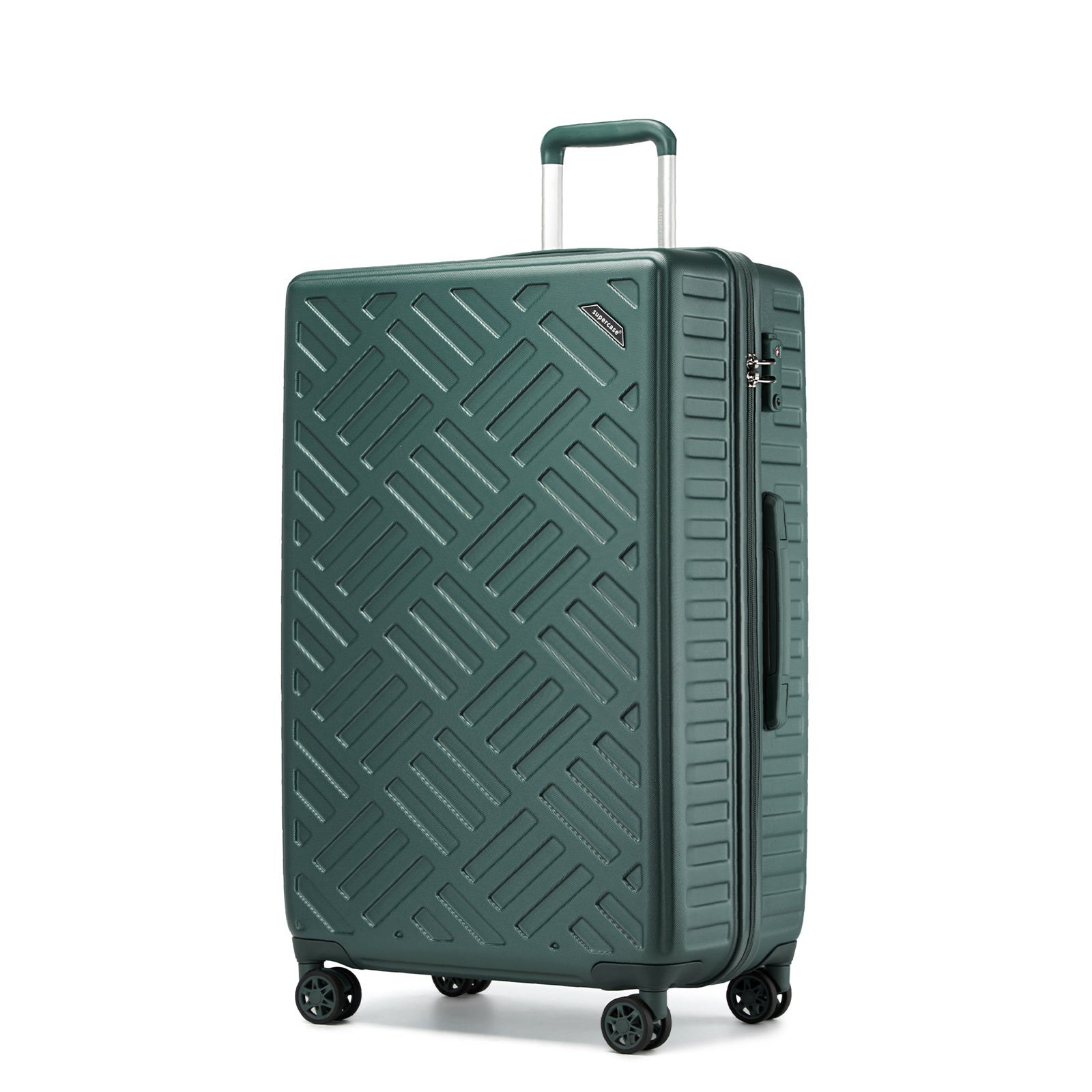 1pieza de 20/24/28 pulgadas Drak Green Sleek Geometric Pattern Hard Shell ABS+PC Maleta con cerradura TSA para viajes sin esfuerzo Regreso a la escuela Regalo de vacaciones