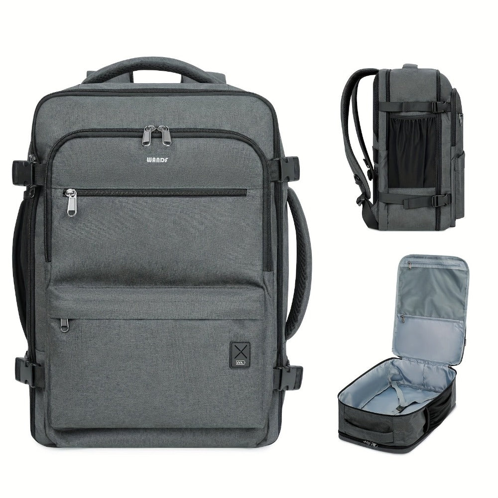 Mochila de Cabina Ligera Aprobada por Aerolíneas 45.72x35.56x20.32 cm - Funda para Portátil TSA-Friendly de 43.18 cm, Bolsillo Húmedo y Panel Trasero de Malla, Mochila de Viaje Plegable Unisex para Negocios, Gimnasio, Viaje con Funda para Carrito y Cremal