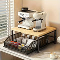 Estante de almacenamiento para cápsulas de café con cajones - Apto para cafeteras, estante deslizante para olla arrocera eléctrica, estante deslizante para microondas, almacenamiento metálico tipo cajón para microondas, almacenamiento y organización de co