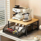 Estante de almacenamiento para cápsulas de café con cajones - Apto para cafeteras, estante deslizante para olla arrocera eléctrica, estante deslizante para microondas, almacenamiento metálico tipo cajón para microondas, almacenamiento y organización de co
