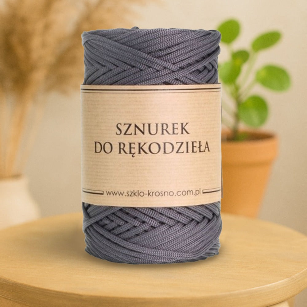 Cuerda de Poliéster Plana para Macramé, Gris Oscuro, 3mm, 100m