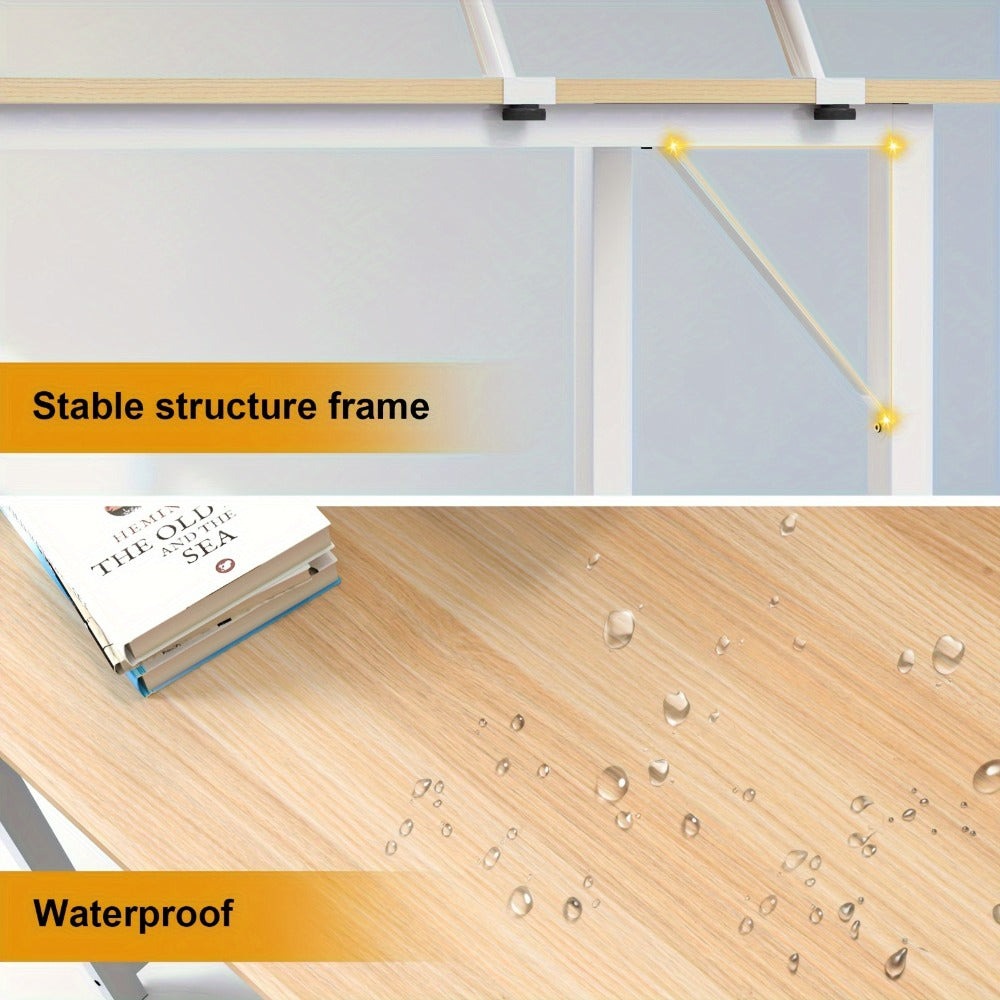 Oficinas para ordenadores de sobremesa pequeños con soporte de pantalla extraíble, mesa de escritorio para PC fácil de subir con estructura metálica, escritorio de juegos para estudiar, jugar y trabajar, de madera