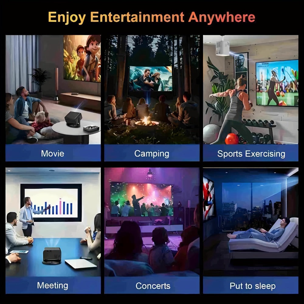 Mini proyector portátil con soporte 4K, proyector inteligente de películas, nativo 720P, con WiFi y tecnología inalámbrica 5.0/150ANSI, pequeño y ligero, fácil de transportar, compatible con TV, teléfono móvil y portátil, para viajes, camping, reuniones,