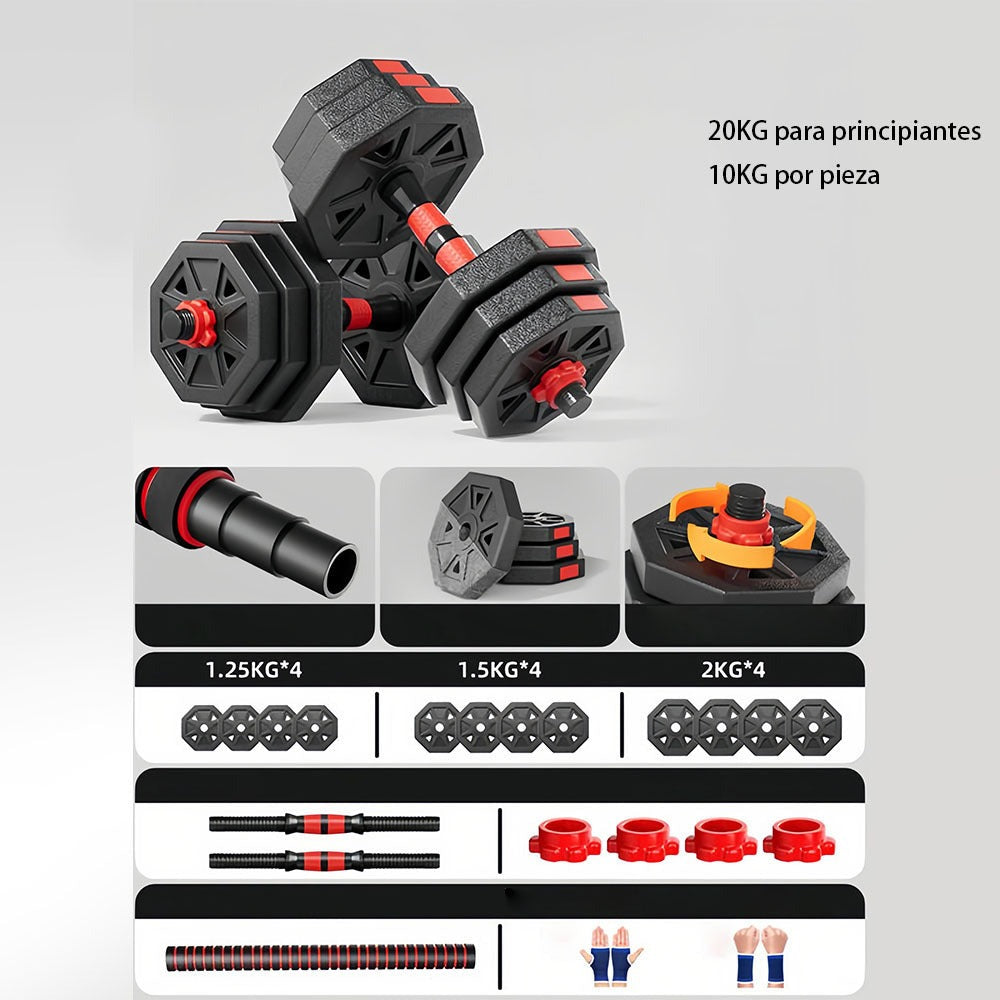 Juego de mancuernas ajustables,Forma Octogonal, pesas ajustables y agarre cómodo, equipo de entrenamiento para entrenamientos versátiles en casa y gimnasio, unisex