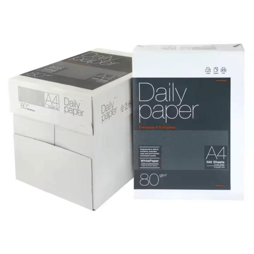 Paquetes folio A4 500 hojas Daily Paper - Papel multiusos para impresora y fotocopiadora tanto doméstica como oficina - papel blanco de 80 gramos - Fabricado por Navigator Paper - folios económicos - papel barato - Disponible en tres formatos: un paquete,