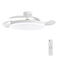 Ventilador de Techo con Luz LED Aspas Retráctiles, SPTO-2, 3 Tonalidades, Control Remoto, 6 Velocidades, Motor DC Silencioso, Temporizador, Sin WiFi