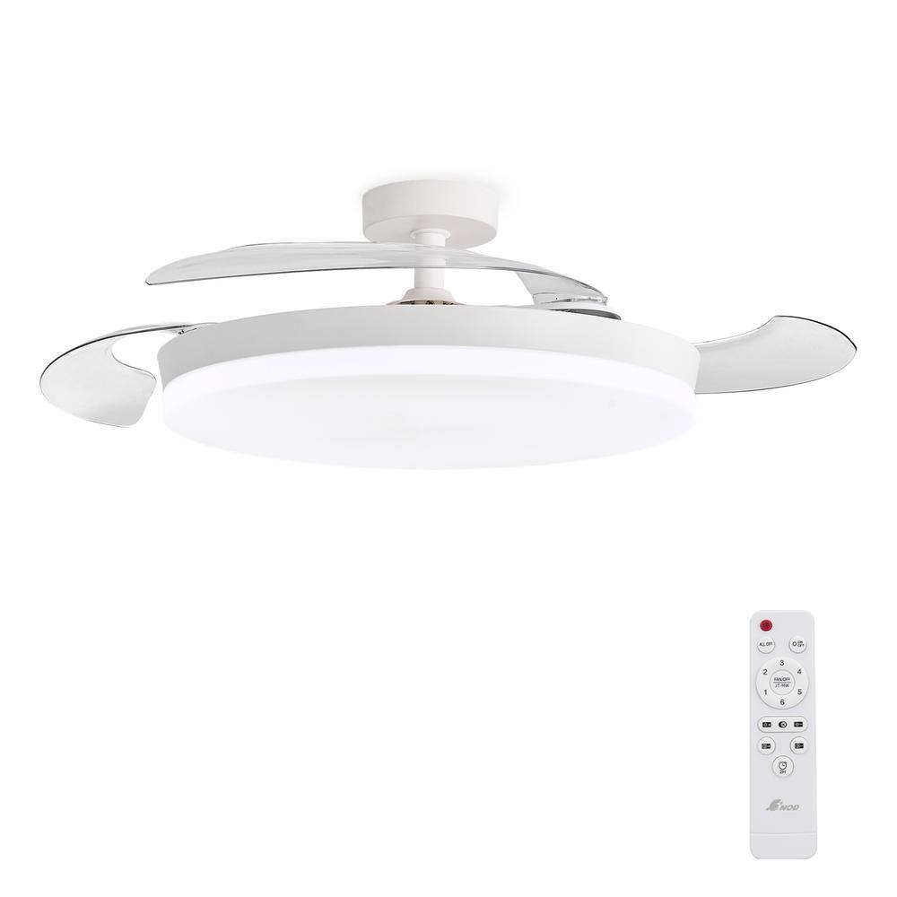 Ventilador de Techo con Luz LED Aspas Retráctiles, SPTO-2, 3 Tonalidades, Control Remoto, 6 Velocidades, Motor DC Silencioso, Temporizador, Sin WiFi