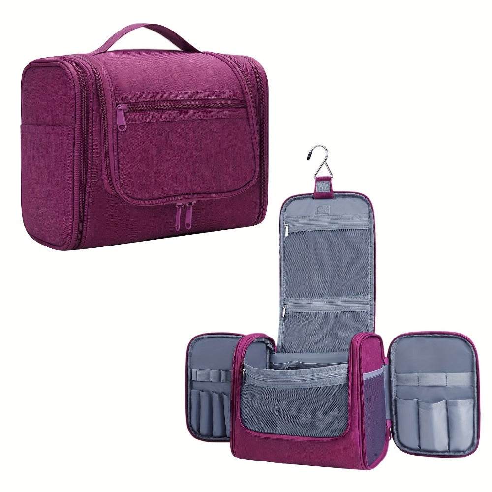 Bolsa de Aseo Colgante con Múltiples Bolsillos y Gancho, Organizador de Maquillaje Elegante para Mujeres y Hombres, Cierre de Cremallera Duradero, Diseño con Asa Superior, Bolsa de Viaje para Aseo, Regalo de Navidad