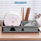 1pc Cesta de drenaje de cocina, escurridor de platos, escurridor de fregadero, gris, con soporte inferior para fregadero, base de bandeja de goteo, drenaje rápido, resistente y duradero, adecuado para escurrir platos, palillos y cucharas