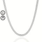Collar de eslabones cubanos plateado de 925, con un peso de 15.5g/18.5g/20.6g, con un contenido plateado de 10g/12.3g/13.4g. Con un diseño elegante y minimalista, adecuado para uso diario, viene con una caja de regalo prémium.