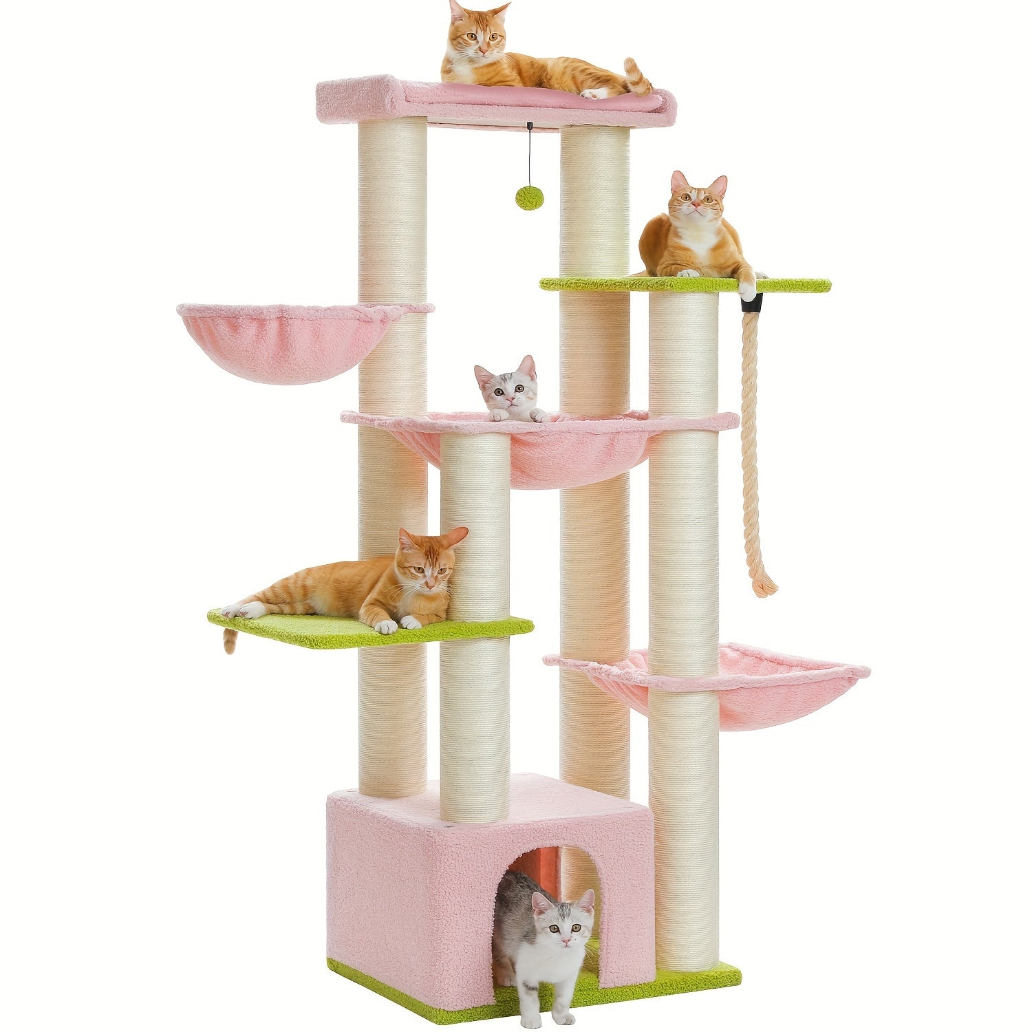 Árbol para Gatos Grande - Torre para Gatos de 170 cm de Altura para Gatos Adultos de Interior con 13 Postes de Rascado Negros Gruesos (10.9 cm), Condominio para Gatos de Múltiples Niveles, Plataforma Súper Grande y Hamacas para Maine Coon de 9 kg