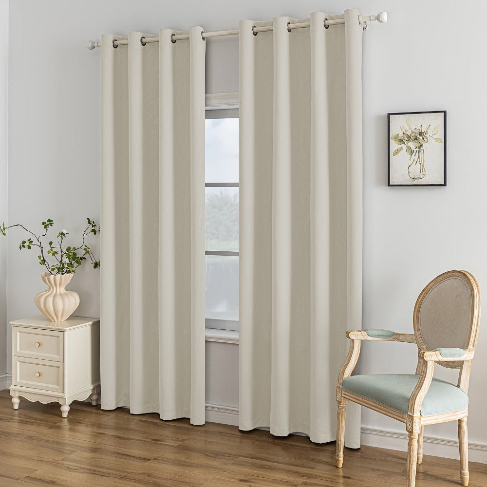 Cortinas Opacas Ystyle para Interiores 2 Piezas, 140 x 280 cm, Cortinas Térmicas para Dormitorio con Anillas, Cortinas Aislantes Acústicas para Sala, Cortinas Térmicas Aislantes de Frío y Calor, Beige