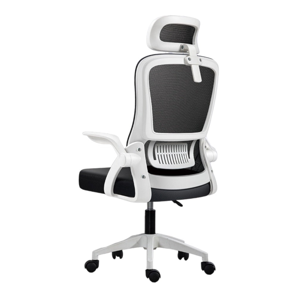 Silla de Oficina, para Gaming, Escritorio Ergonmica con Reposacabezas, Ajustable y con Soporte Lumbar Respaldo de Malla Transpirable Reposabrazos Abatibles de 90 Giratoria 360 (SF168-001)