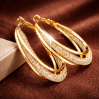 Aros de Oro Chapado en 14K para Mujer – Aros Brillantes y Texturizados, Joyería Elegante para el Día a Día, Fiestas, Bodas y Regalos