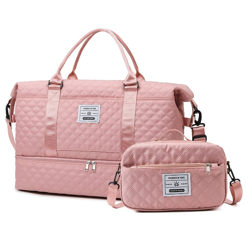 Juego de 2 bolsas de almacenamiento para equipaje, ligeras y plegables, expandibles, bolsa de viaje portátil para fin de semana y pernoctación, bolsa de fin de semana, bolsa de hospital, bolso tote para mujer para viajes de negocios, viajes, deportes, sen