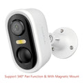 Cámara de seguridad LaxiHub Wifi para exterior con batería, resolución de video 3MP 1296P FHD, cámara CCTV con batería de 5200mAh para seguridad del hogar, detección de movimiento con IA, foco, visión nocturna a color, audio bidireccional