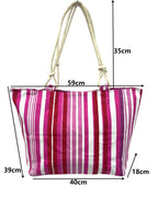 TOTE BAG Grande Rayas Multicolor – BOLSO DE PLAYA de Lona con Asas de Cuerda, Capacidad Extra, 6 Colores Disponibles