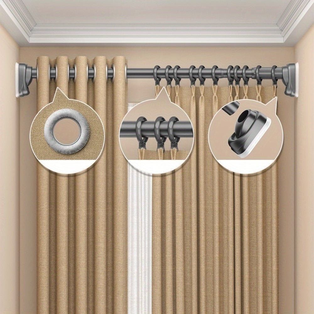 Barra de Cortina de Ducha, Antideslizante, Sin Taladro, de Acero Inoxidable, Extensible Telescópica, Anticorrosiva y Antideslizante, Barra de Tensión, Opción de Montaje en Pared, Uso Versátil, Diseño Moderno y Elegante | Característica Antideslizante, Cor
